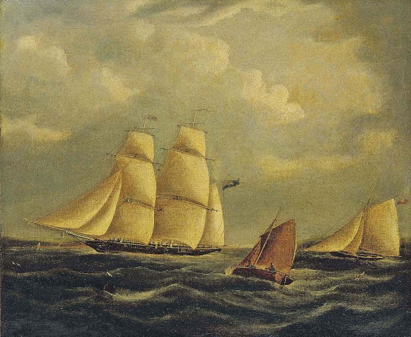 James Edward Buttersworth An armed brig and cutter in the Channel oil painting image